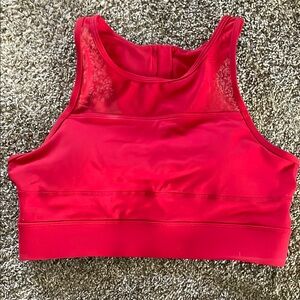 ZYIA Red Racerback Sports Bra with Lace Trim